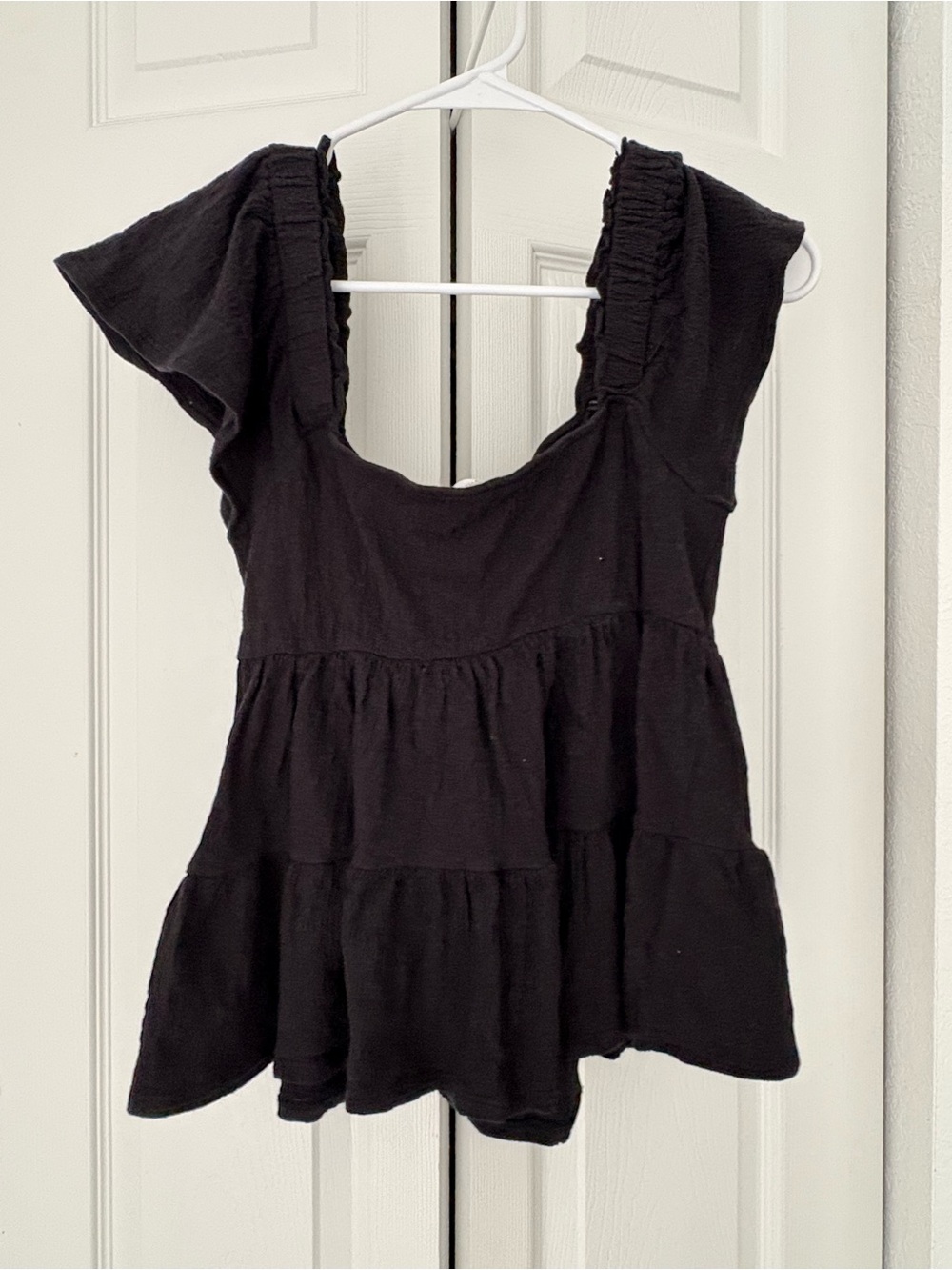 Altar'd State Black Tiered Ruffle-Sleeve Tunic